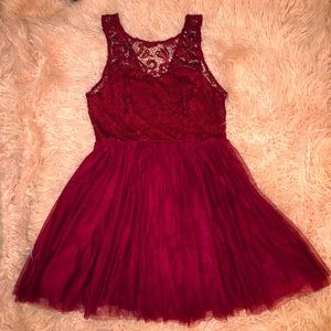 Burgundy Tulle Dress